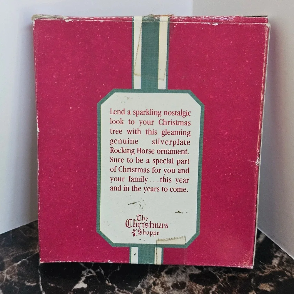 The Christmas Shoppe Silverplated Rocking Horse Ornament Vintage Holiday LV14326